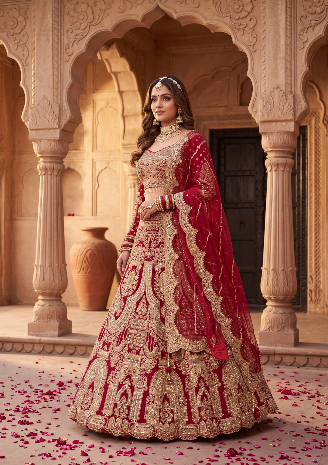 Cutdana Maroon Net Stitched Lehenga Blouse With Dupatta