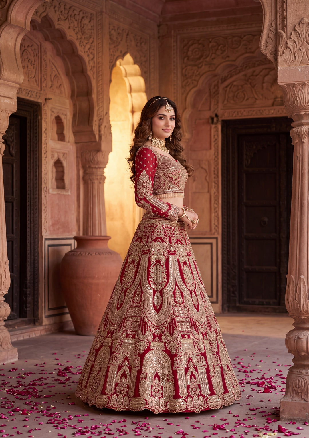 Cutdana Maroon Net Stitched Lehenga Blouse With Dupatta