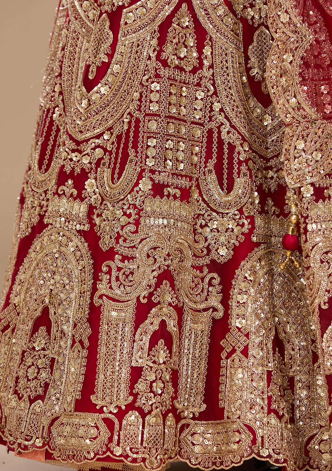 Cutdana Maroon Net Stitched Lehenga Blouse With Dupatta