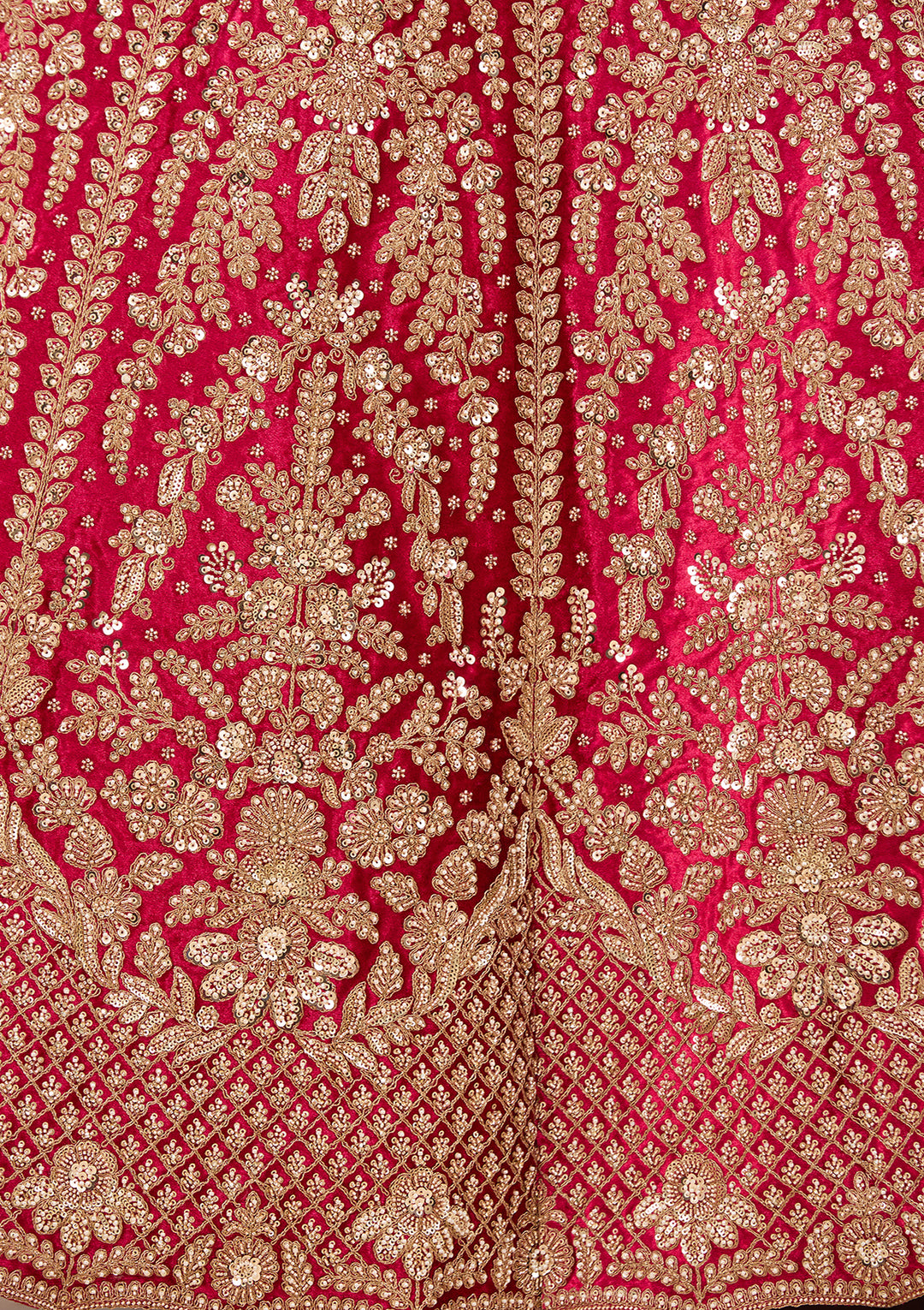 Cutdana Rani Pink Velvet Stitched Lehenga Blouse With Dupatta