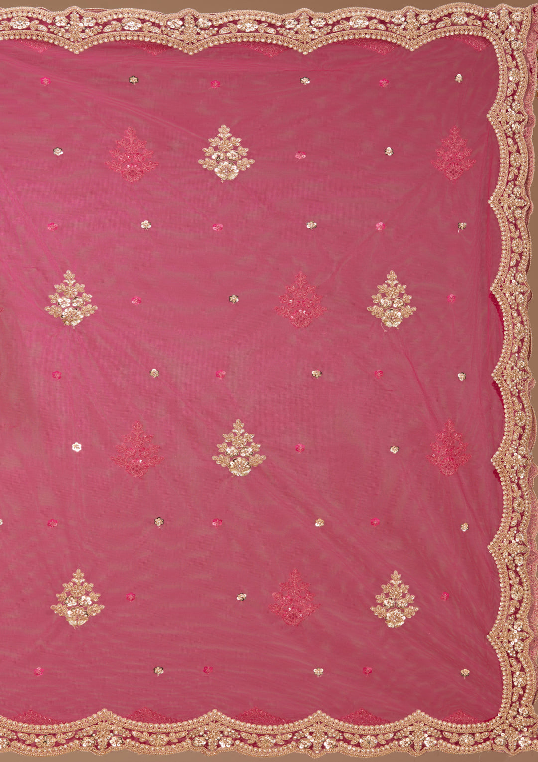 Cutdana Rani Pink Velvet Stitched Lehenga Blouse With Dupatta