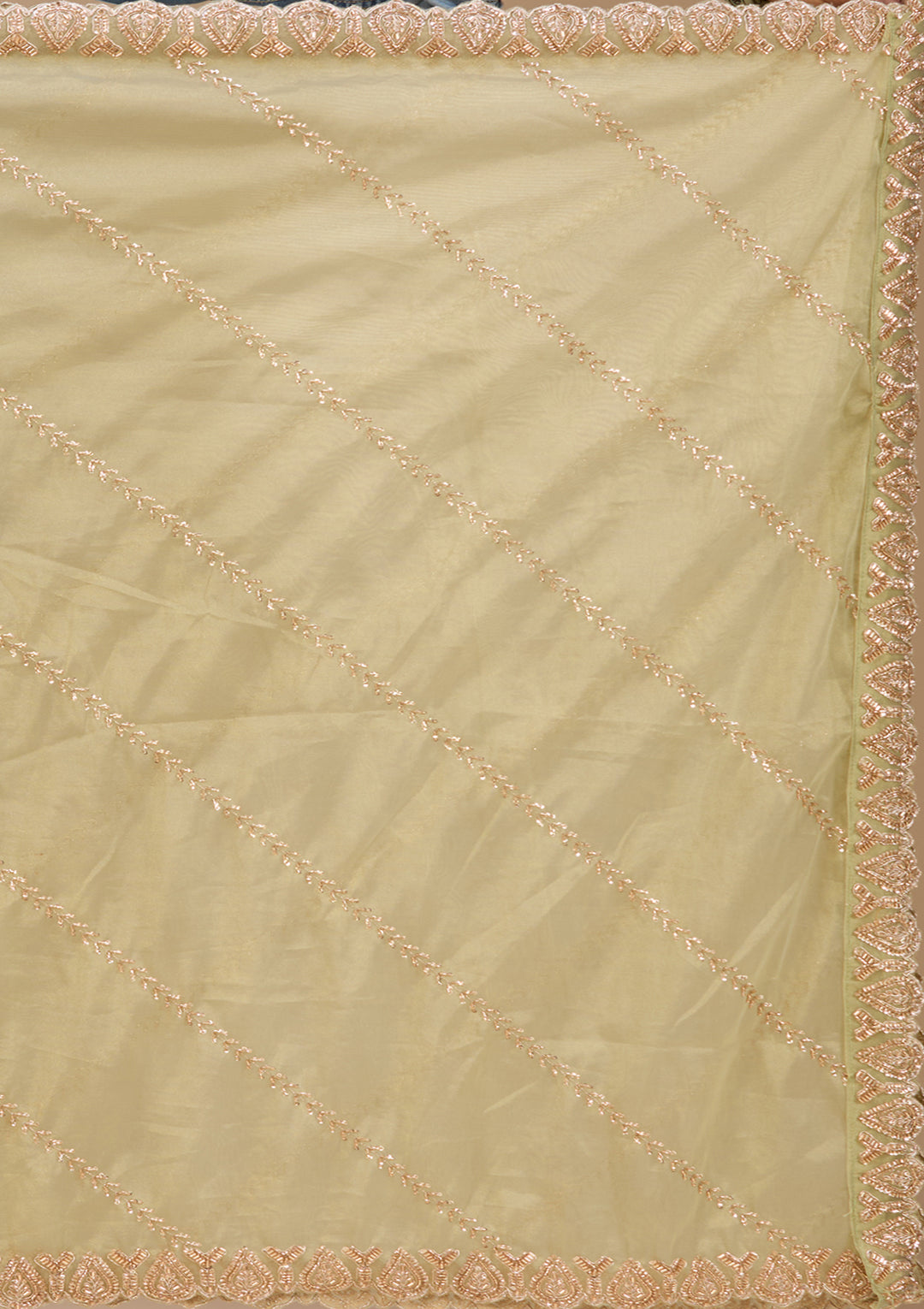 Cording Pista Green Net Stitched Lehenga Blouse With Dupatta