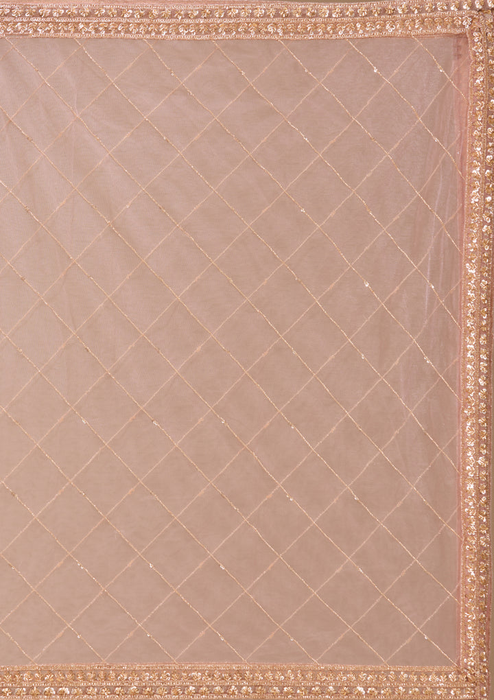 Cutdana Onion Pink Net Stitched Lehenga Blouse With Dupatta