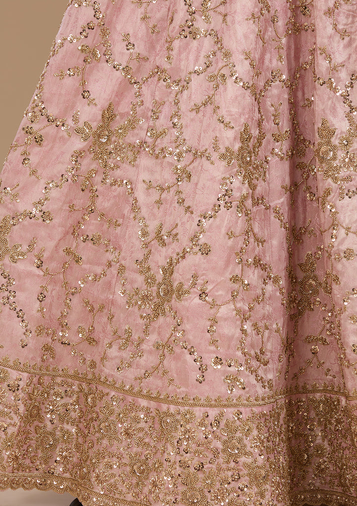 Cutdana Baby Pink Soft Raw Silk Stitched Lehenga Blouse With Dupatta