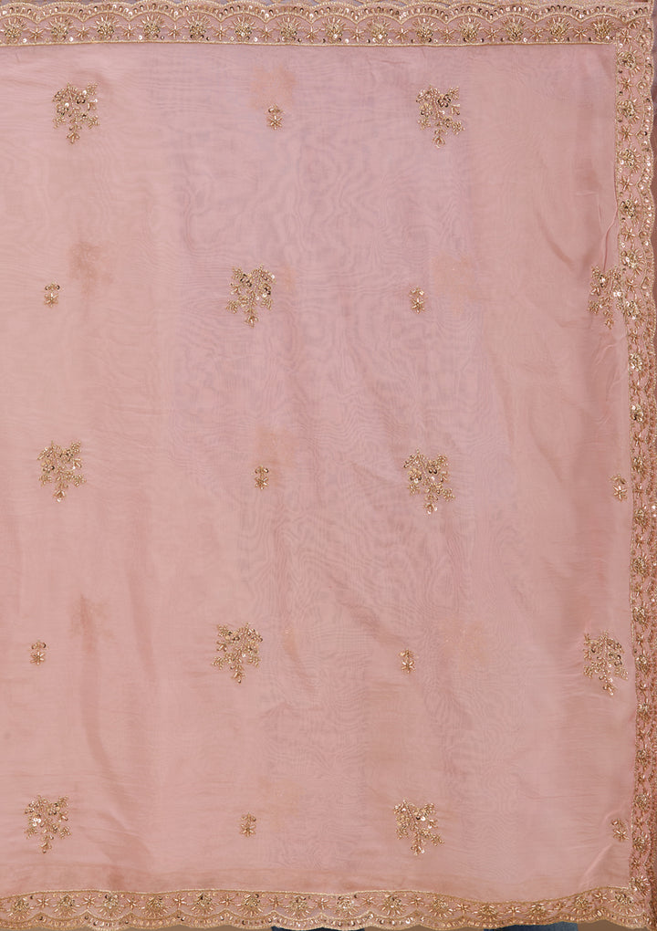 Cutdana Baby Pink Soft Raw Silk Stitched Lehenga Blouse With Dupatta