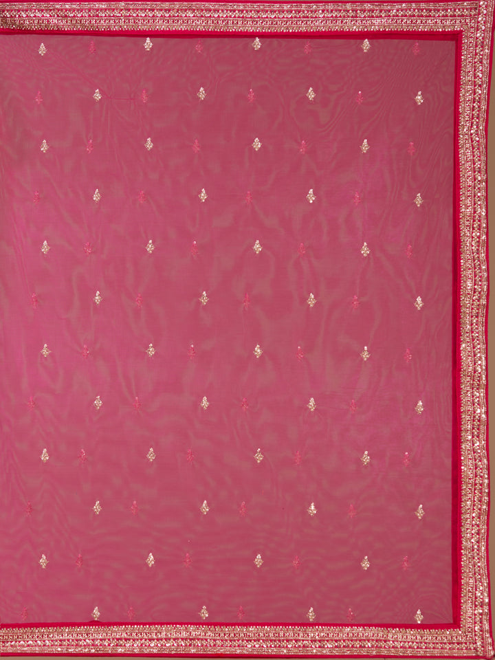 Cutdana Rani Pink Raw Silk Stitched Lehenga Blouse With Dupatta