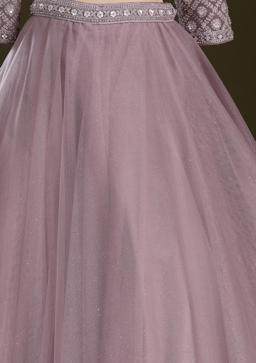 Lavender Silver Zariwork Net Readymade Lehenga