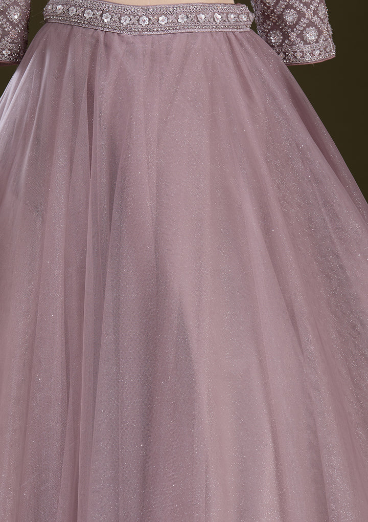 Lavender Silver Zariwork Net Readymade Lehenga