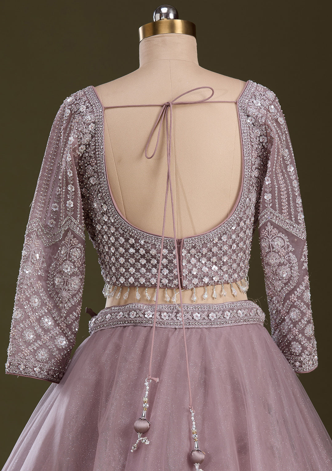 Lavender Silver Zariwork Net Readymade Lehenga