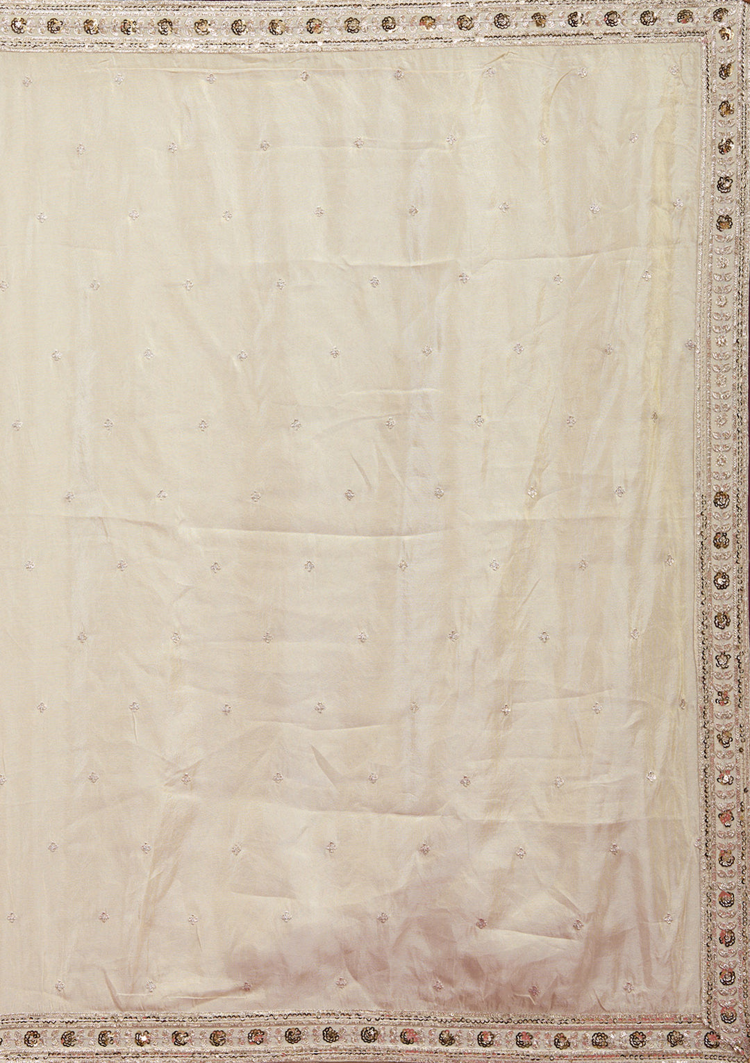 Cream Zariwork Semi Crepe Readymade Lehenga