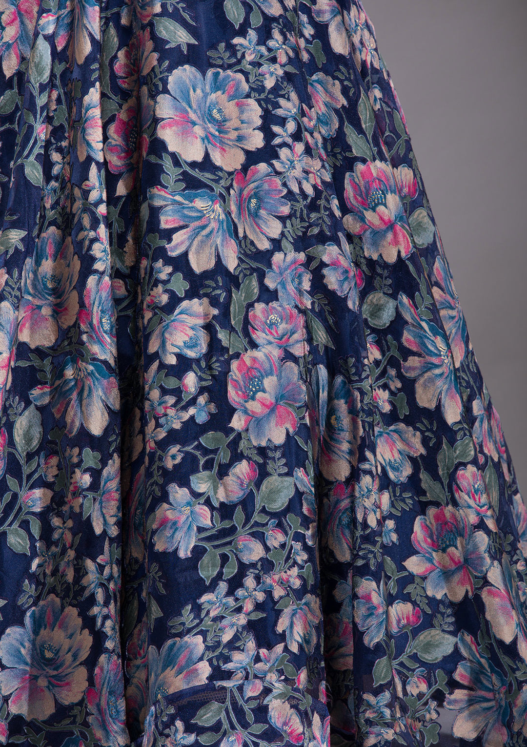 Koskii Tissue Navy Blue Lehenga – Studded with Stonework