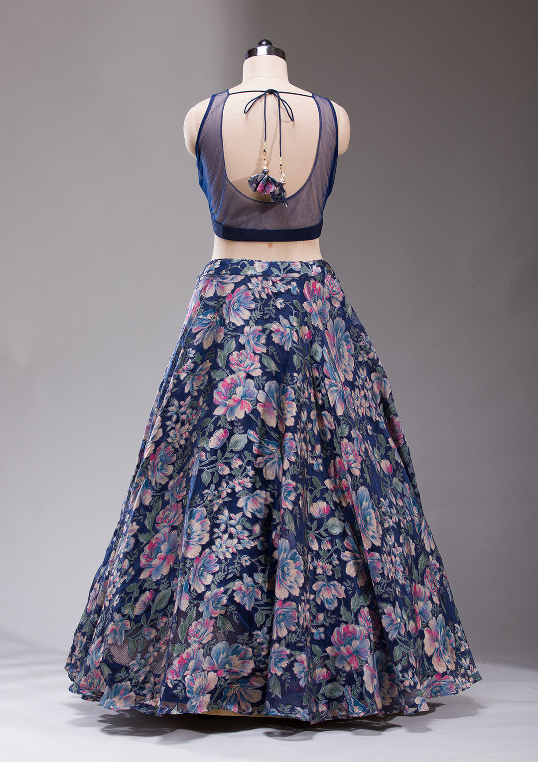 Koskii Tissue Navy Blue Lehenga – Studded with Stonework