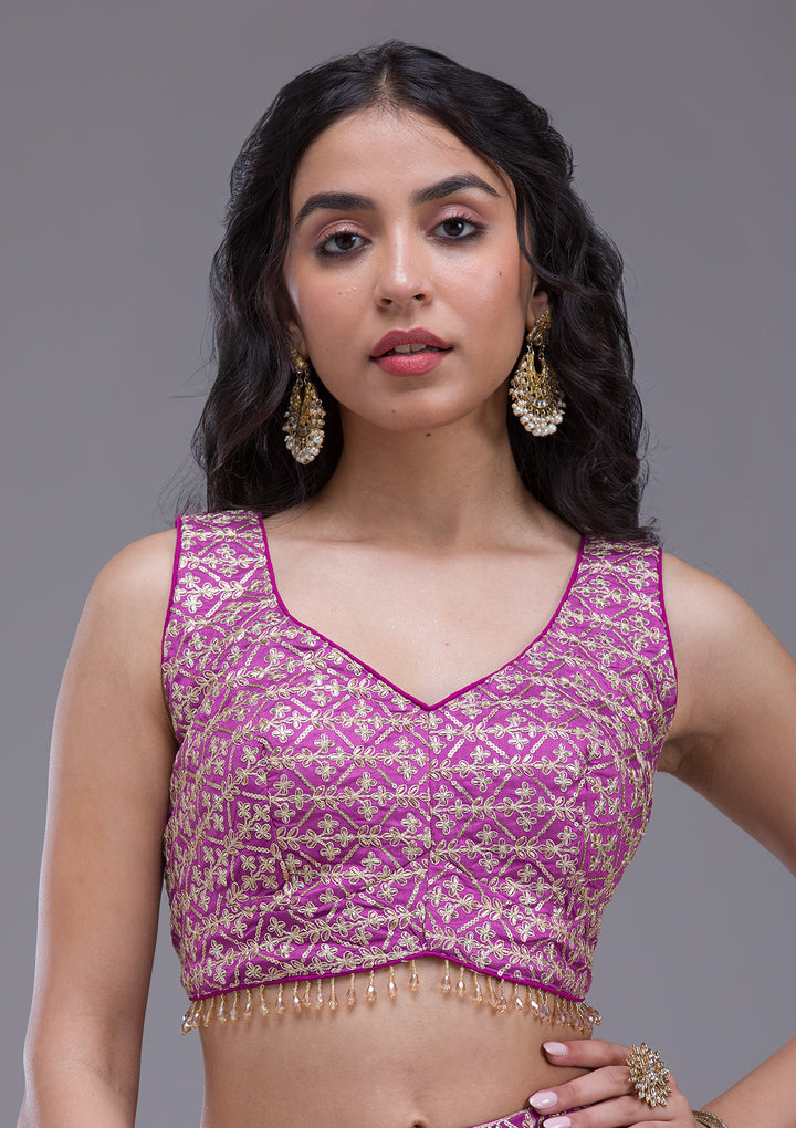 Wine Sequins Georgette Readymade Lehenga