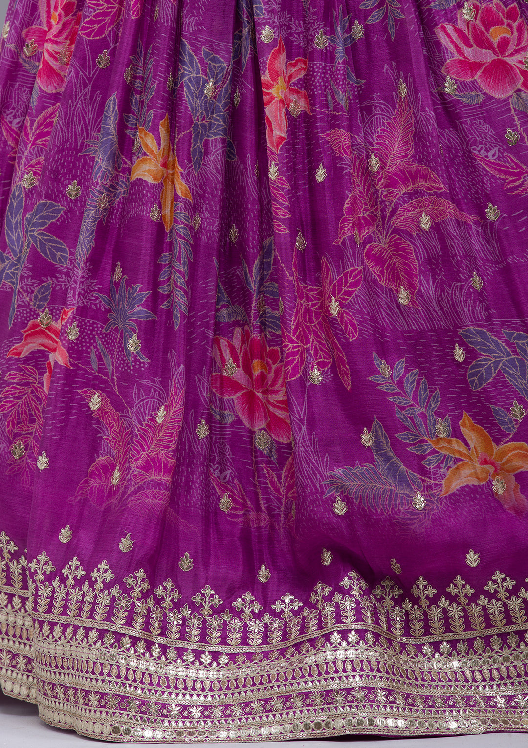 Wine Sequins Georgette Readymade Lehenga