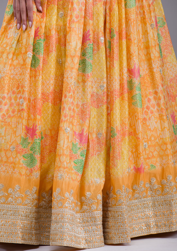 Mustard Sequins Georgette Readymade Lehenga