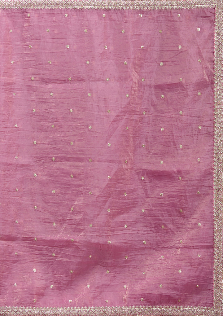 Onion Pink Sequins Organza Readymade Lehenga