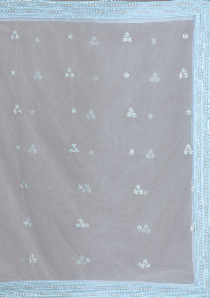 Sky Blue georgette Threadwork Readymade Lehenga