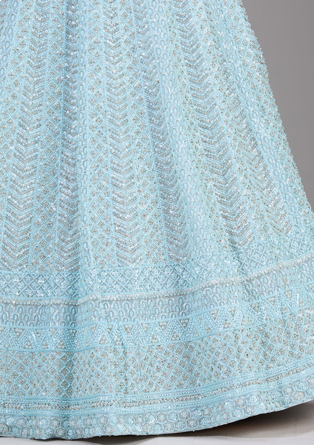 Sky Blue georgette Threadwork Readymade Lehenga