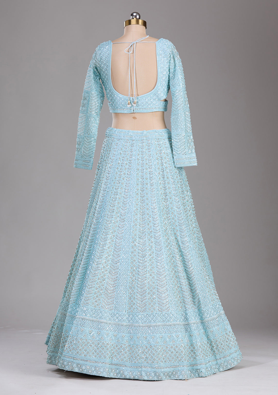 Sky Blue georgette Threadwork Readymade Lehenga