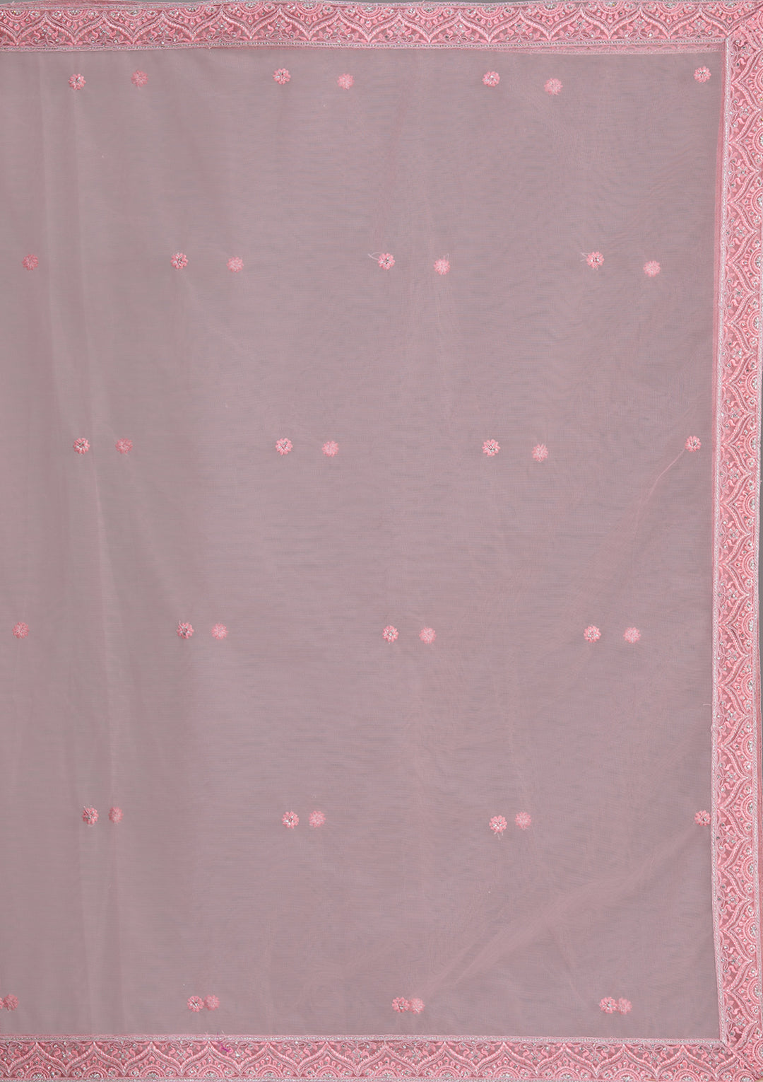 Silver Stonework Peach Net Stitched Lehenga Blouse With Dupatta