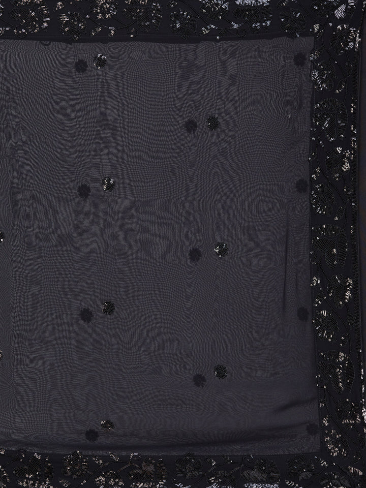 Wine Sequins Georgette Readymade Lehenga