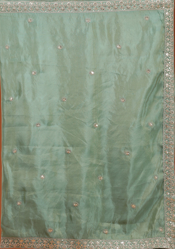 Pista Green Sequins Shimmer Readymade Lehenga