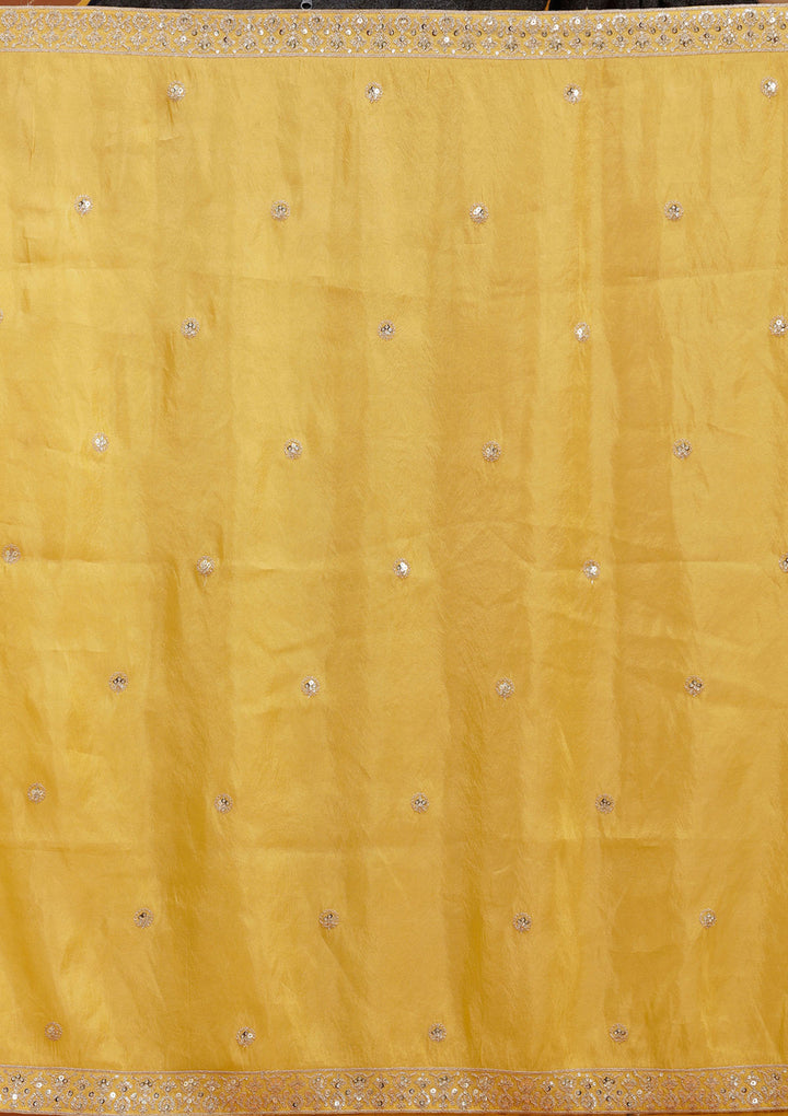 Yellow Sequins Shimmer Readymade Lehenga