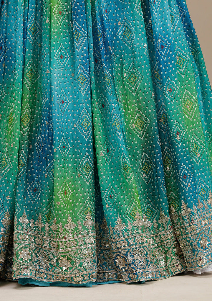 Sky Blue Sequins Crepe Readymade Lehenga