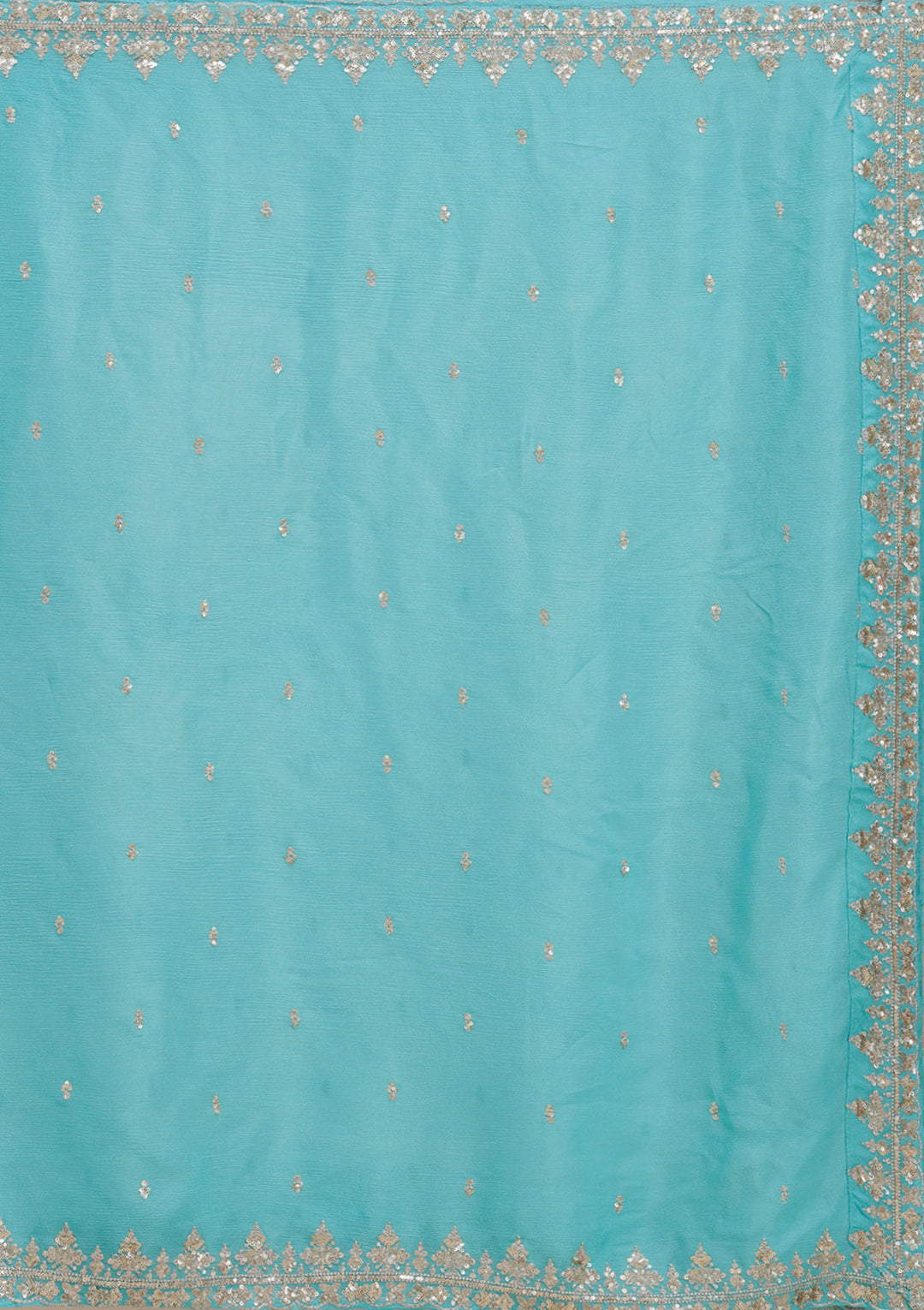 Sky Blue Sequins Crepe Readymade Lehenga