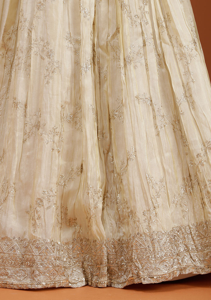 Beige Sequins Shimmer Readymade Lehenga