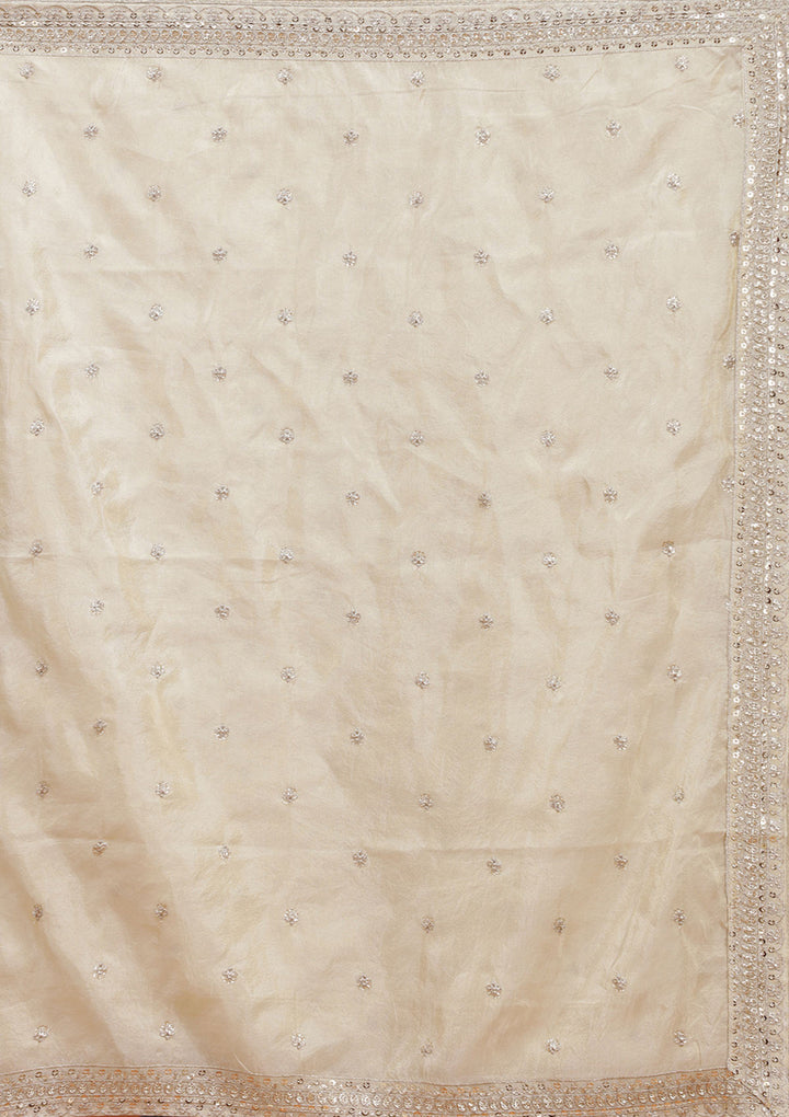 Beige Sequins Shimmer Readymade Lehenga