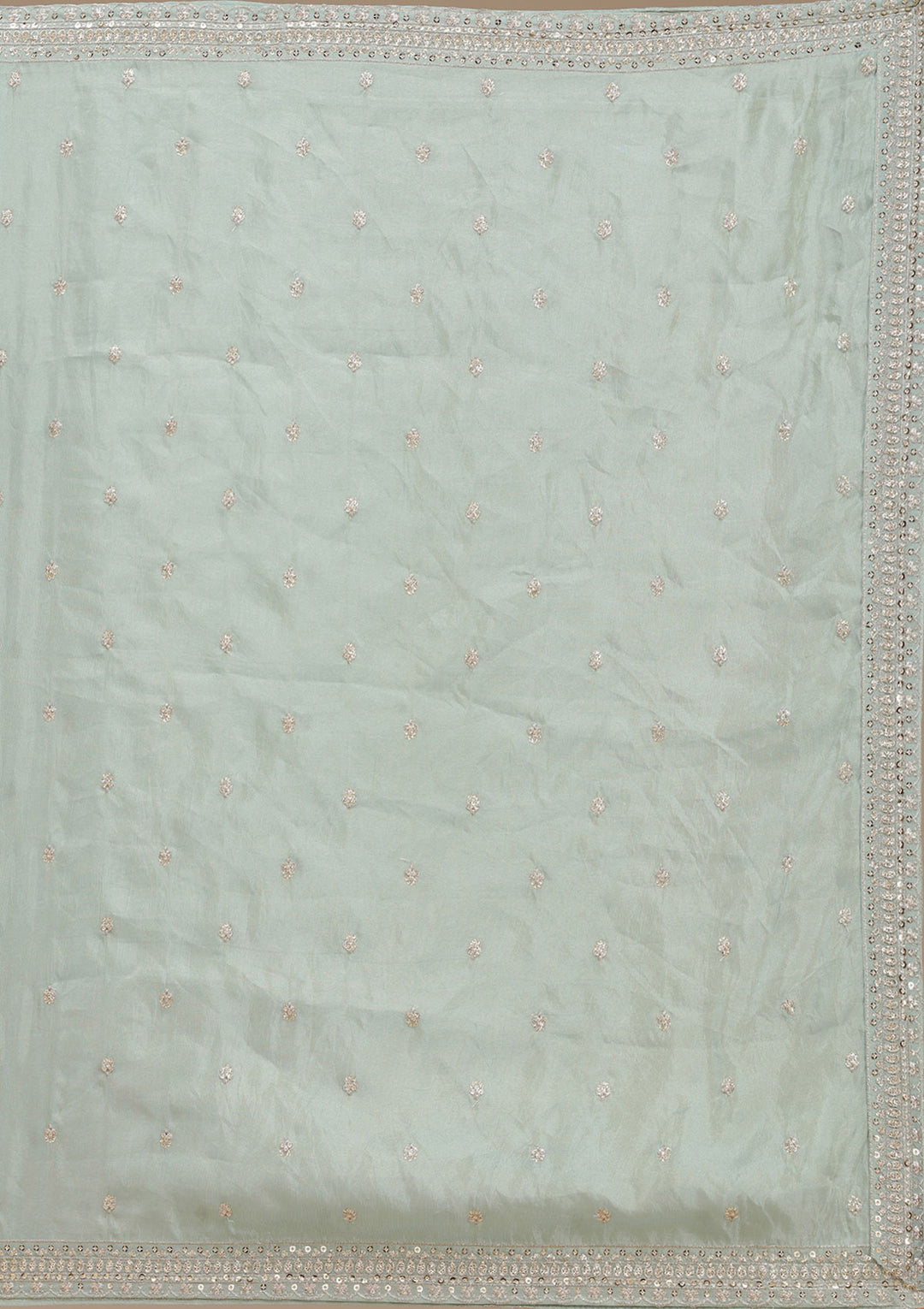 Pista Green Sequins Shimmer Readymade Lehenga