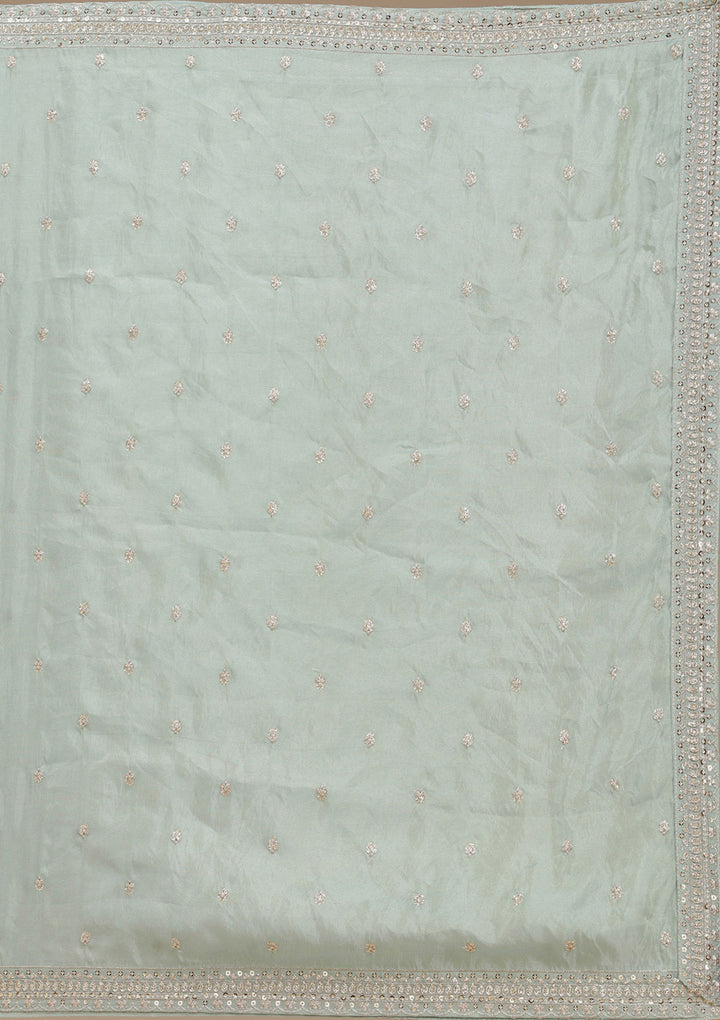 Pista Green Sequins Shimmer Readymade Lehenga