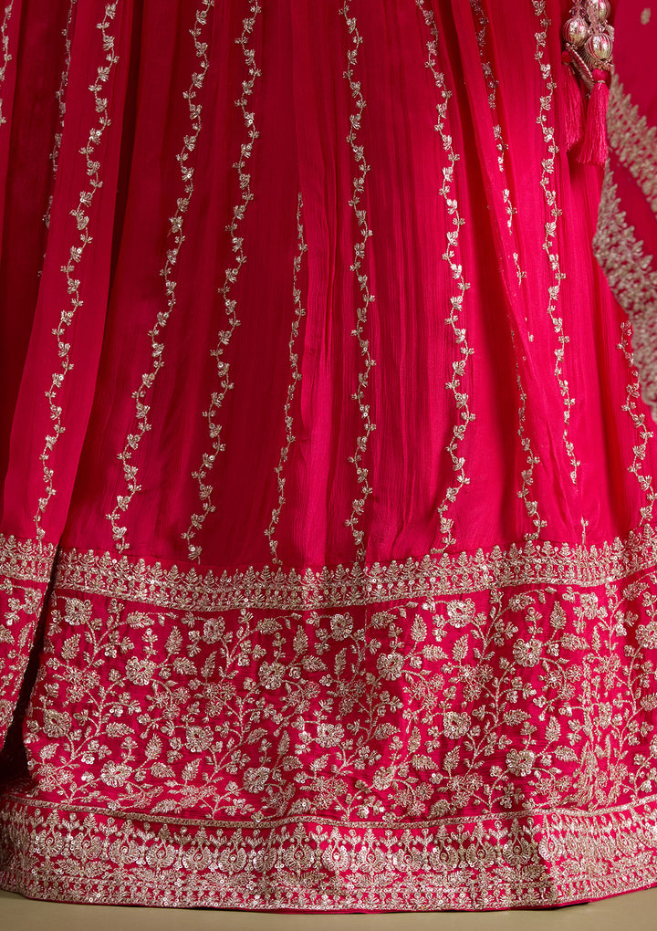 Pink Zariwork (Gold) Crepe Readymade Lehenga