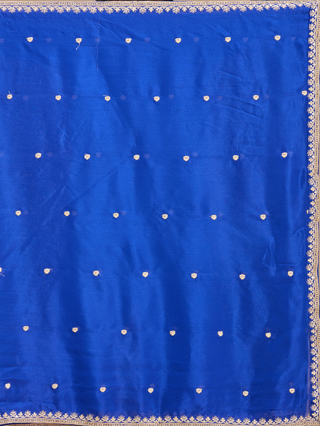 Blue Zariwork (Gold) Crepe Readymade Lehenga