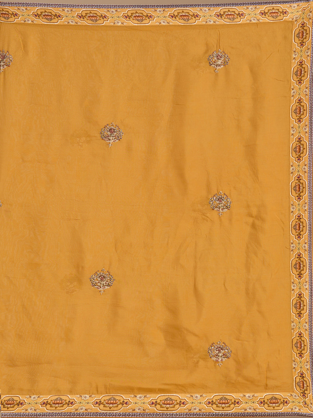 Yellow Threadwork Art Silk Readymade Lehenga