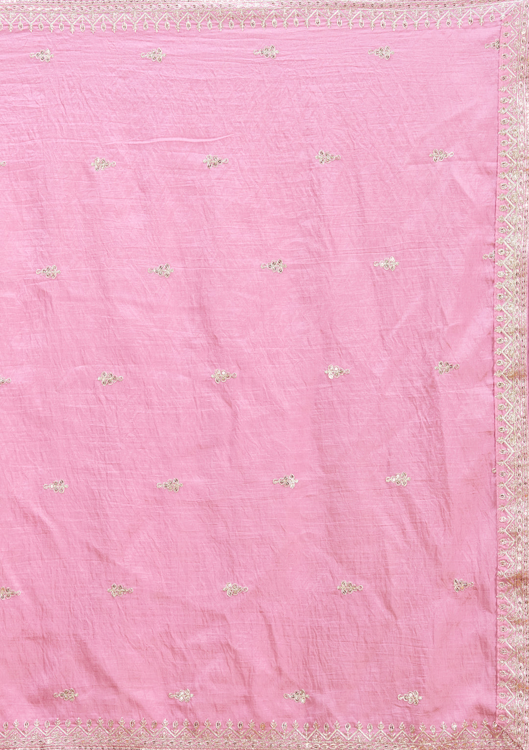 Onion Pink Zariwork (Silver) Soft Raw Silk Readymade Lehenga