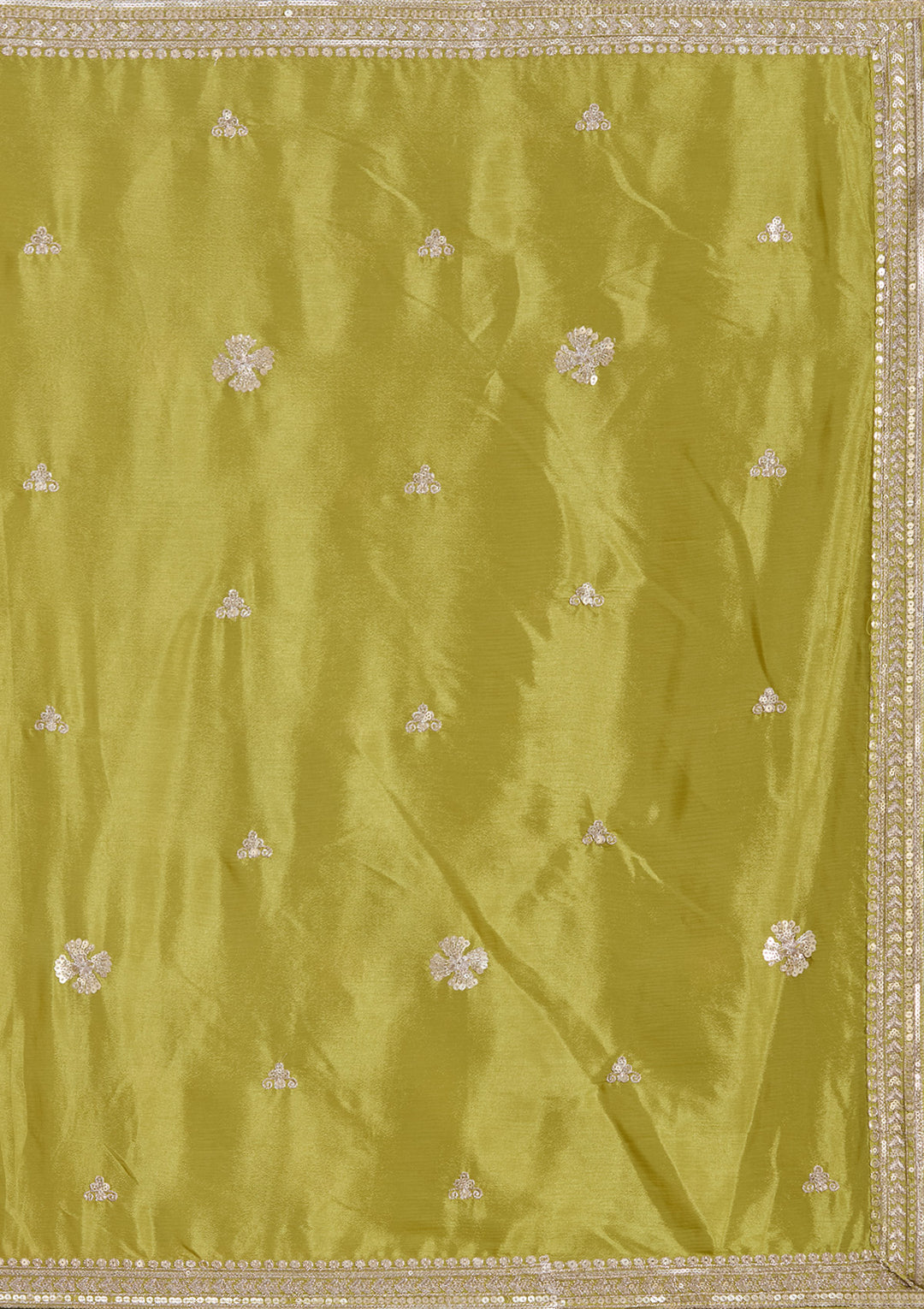 Mehandi Green Sequins Satin Readymade Lehenga