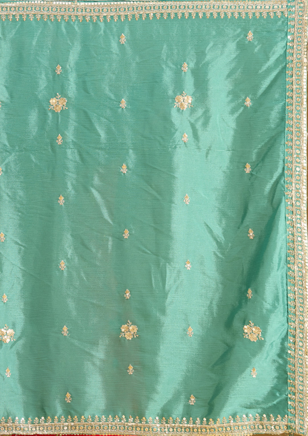 Sea Green Zariwork (Gold) Art Silk Readymade Lehenga