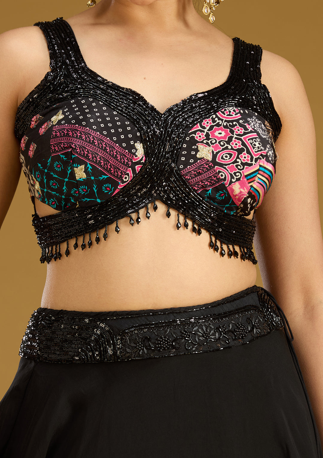 Black Cutdana Net Readymade Lehenga