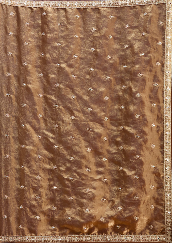 Copper Zariwork (Gold) Tissue Readymade Lehenga