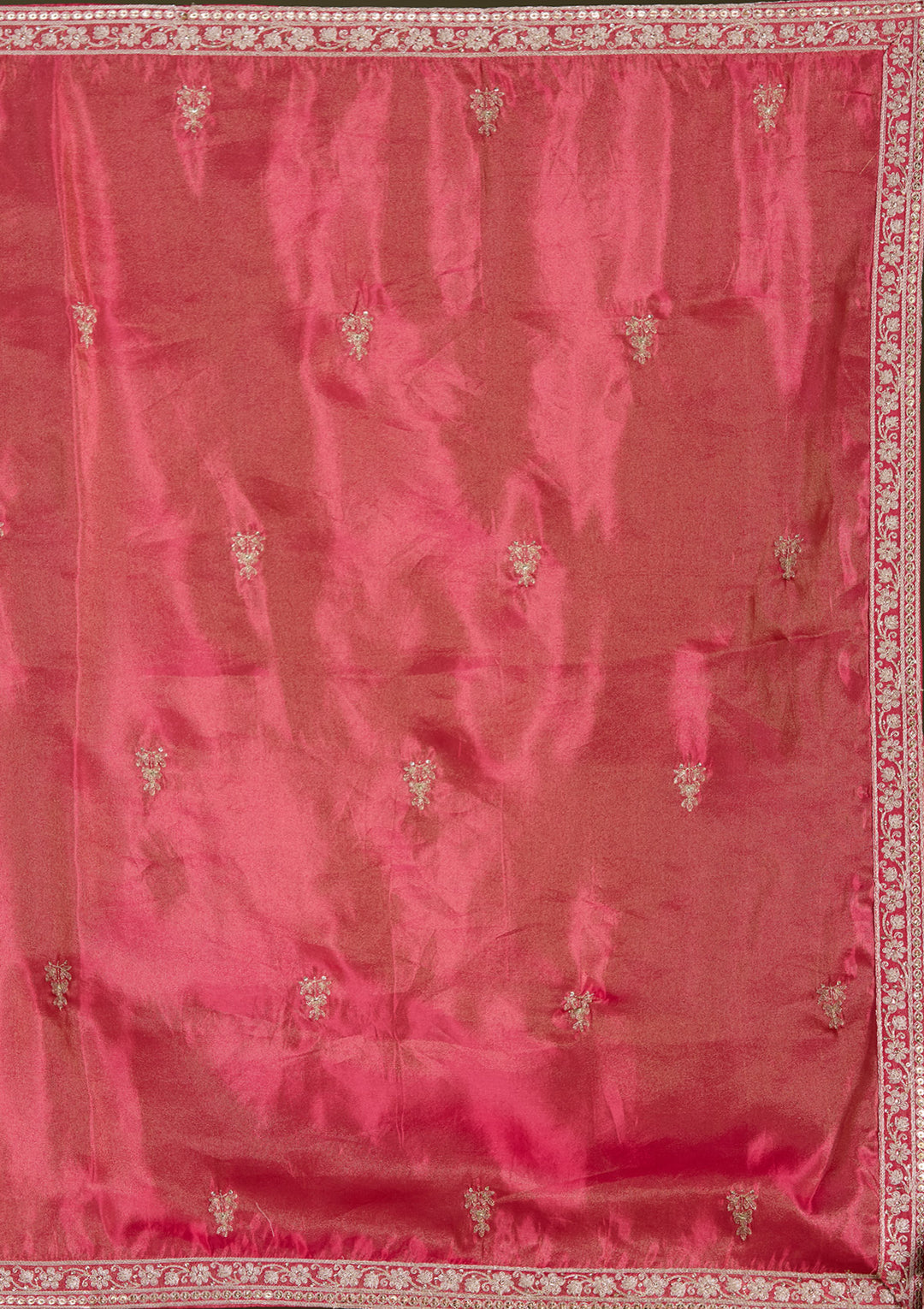 Red Zariwork (Gold) Tissue Readymade Lehenga