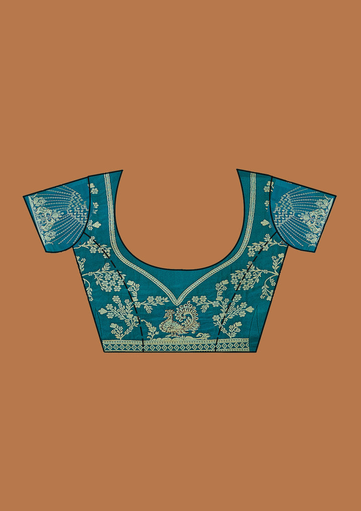 Rama Green Zariwork (Gold) Banarasi Readymade Lehenga