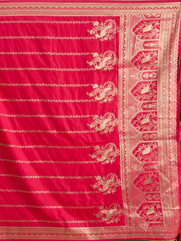 Rani Pink Zariwork (Gold) Banarasi Readymade Lehenga