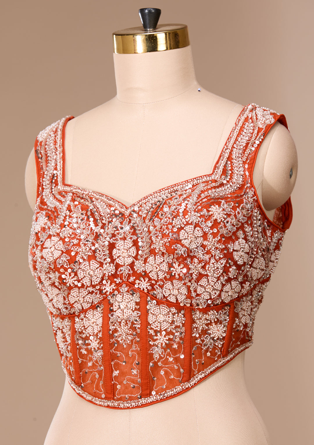 Rust Zariwork (Gold) Crepe Readymade Lehenga