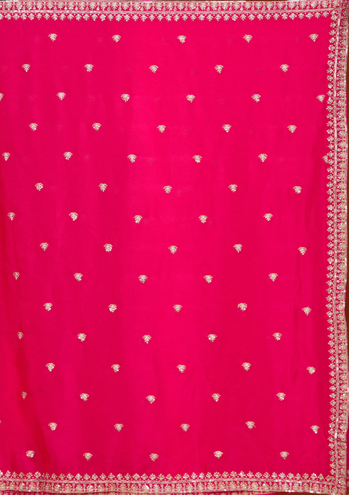 Rani Pink Zariwork (Gold) Crepe Readymade Lehenga