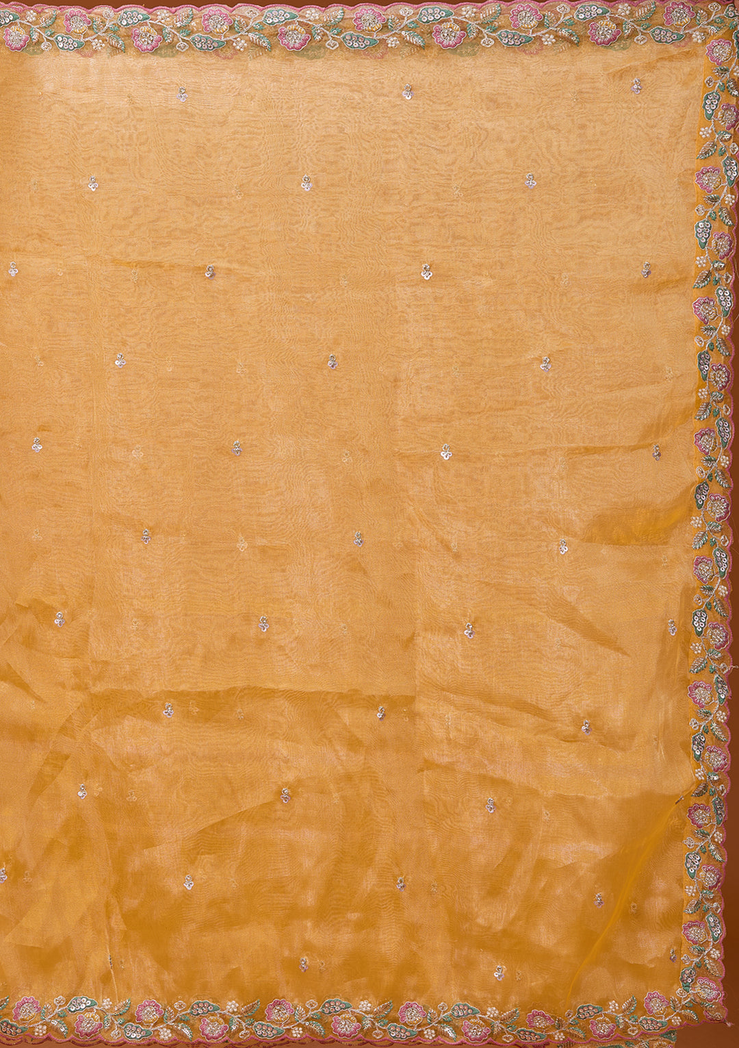 Mustard Yellow Cording Tissue Readymade Lehenga