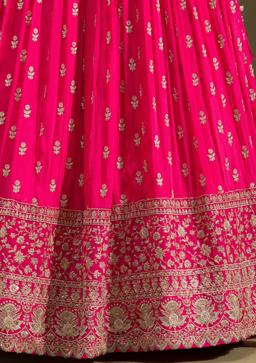 Rani Pink Zariwork Georgette Readymade Lehenga