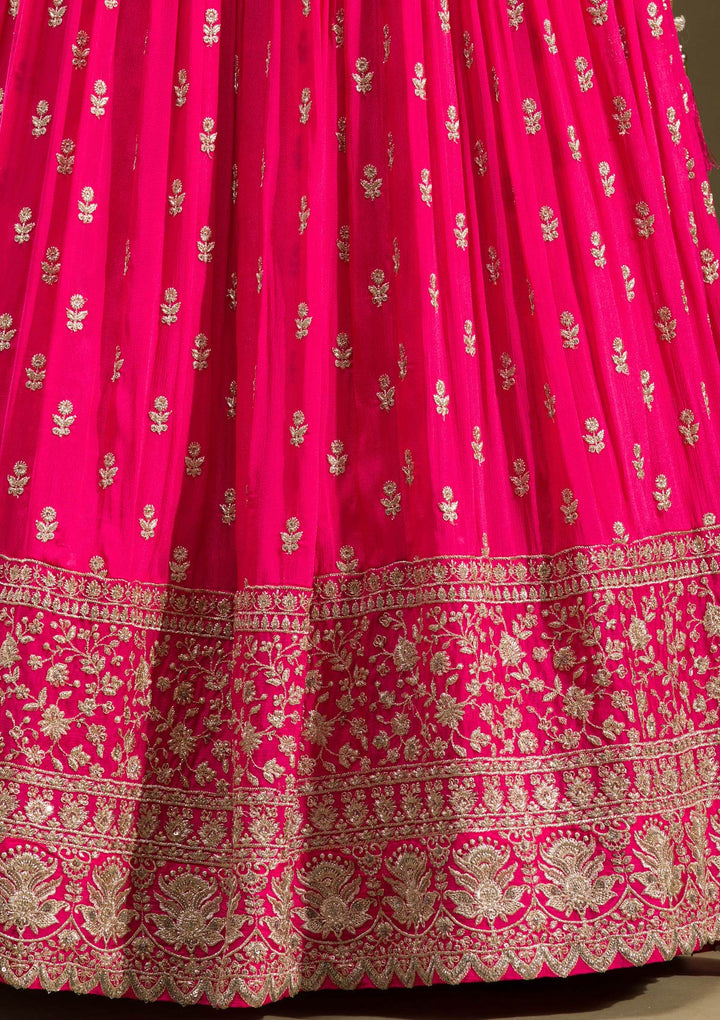 Rani Pink Zariwork Georgette Readymade Lehenga