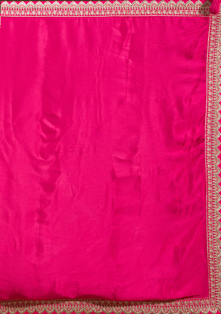 Rani Pink Zariwork Georgette Readymade Lehenga